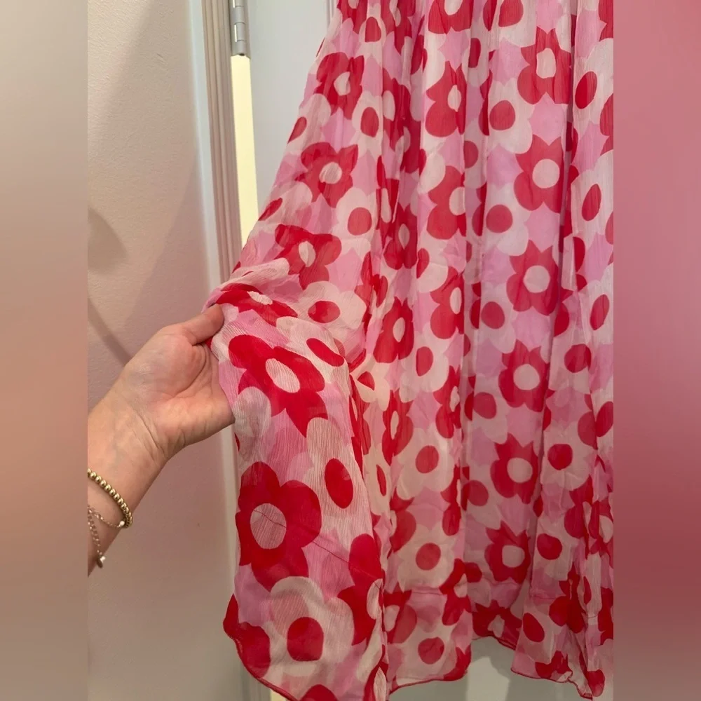L1. Antik Batik Anthropologie Red Poppy Midi Skirt Tassel Ties - Picture 4 of 8